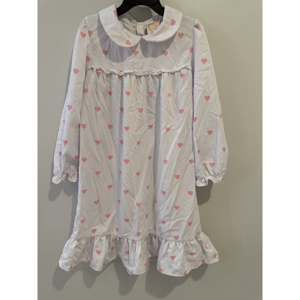 The Beaufort Bonnet Company Pink Heart Long Sleeve Girls Night Gown Sz 6